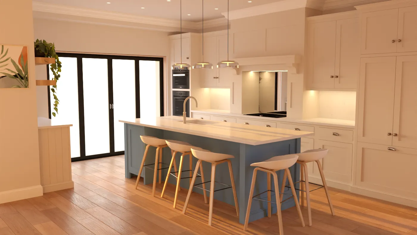 Contemporary kitchen 3D visualisation